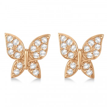 Diamond Butterfly Stud Earrings 14k Rose Gold (0.30ct)