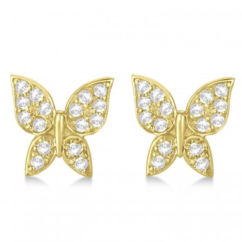 Diamond Butterfly Stud Earrings 14k Yellow Gold (0.30ct)