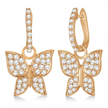 Diamond Butterfly Drop Earrings 14k Rose Gold (1.26ct)