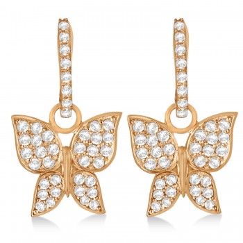 Diamond Butterfly Drop Earrings 14k Rose Gold (1.26ct)