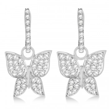 Diamond Butterfly Drop Earrings 14k White Gold (1.26ct)