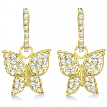 Diamond Butterfly Drop Earrings 14k Yellow Gold (1.26ct)