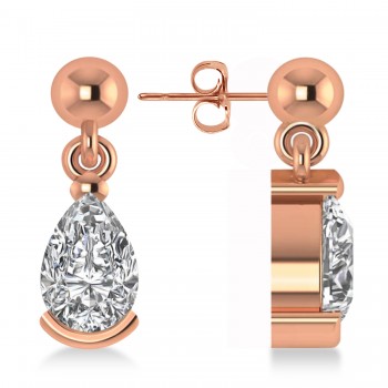 Diamond Dangling Pear Earrings 14k Rose Gold (2.00ct)