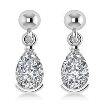 Diamond Dangling Pear Earrings 14k White Gold (2.00ct)