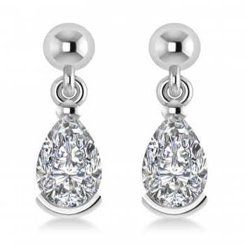 Diamond Dangling Pear Earrings 14k White Gold (2.00ct)