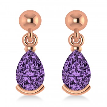 Amethyst Dangling Pear Earrings 14k Rose Gold (2.00ct)