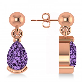 Amethyst Dangling Pear Earrings 14k Rose Gold (2.00ct)