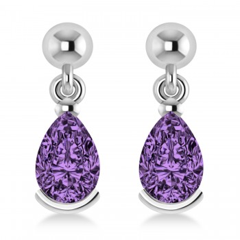 Amethyst Dangling Pear Earrings 14k White Gold (2.00ct)