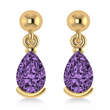 Amethyst Dangling Pear Earrings 14k Yellow Gold (2.00ct)