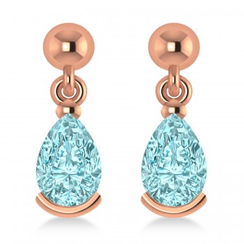 Aquamarine Dangling Pear Earrings 14k Rose Gold (2.00ct)