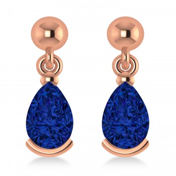 Blue Sapphire Dangling Pear Earrings 14k Rose Gold (2.00ct)