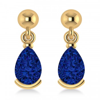 Blue Sapphire Dangling Pear Earrings 14k Yellow Gold (2.00ct)