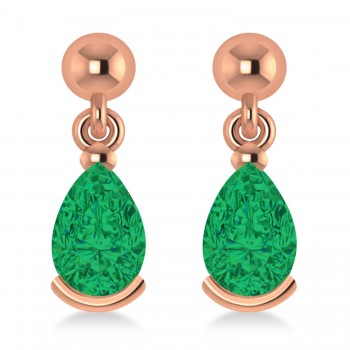 Emerald Dangling Pear Earrings 14k Rose Gold (2.00ct)