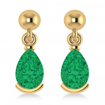 Emerald Dangling Pear Earrings 14k Yellow Gold (2.00ct)