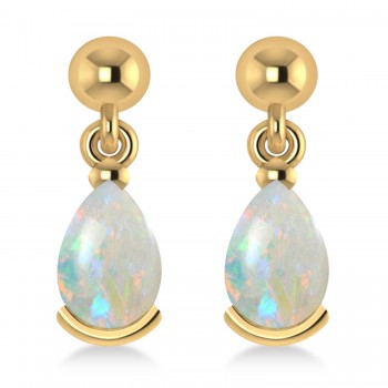 Lab Opal Dangling Pear Earrings 14k Yellow Gold (2.00ct)