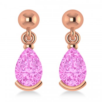 Pink Sapphire Dangling Pear Earrings 14k Rose Gold (2.00ct)