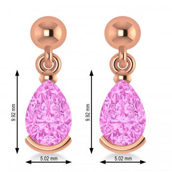 Pink Tourmaline Dangling Pear Earrings 14k Rose Gold (2.00ct)