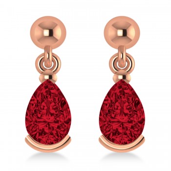 Ruby Dangling Pear Earrings 14k Rose Gold (2.00ct)