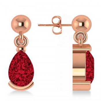 Ruby Dangling Pear Earrings 14k Rose Gold (2.00ct)