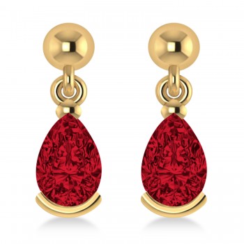 Ruby Dangling Pear Earrings 14k Yellow Gold (2.00ct)