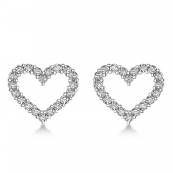Diamond Open Heart Earrings 14k White Gold (0.60ct)
