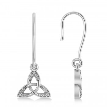 Diamond Celtic Knot Dangle Earrings 14k White Gold (0.15ct)