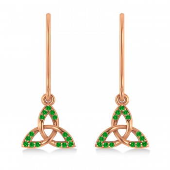 Tsavorite Celtic Knot Dangle Earrings 14k Rose Gold (0.15ct)