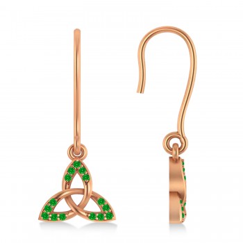 Tsavorite Celtic Knot Dangle Earrings 14k Rose Gold (0.15ct)