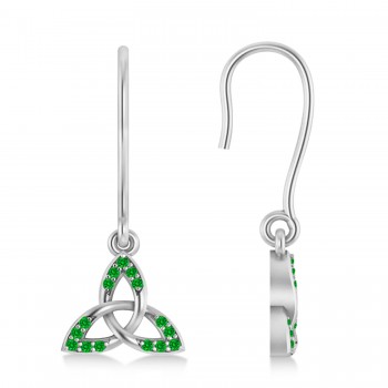 Tsavorite Celtic Knot Dangle Earrings 14k White Gold (0.15ct)