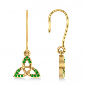 Tsavorite Celtic Knot Dangle Earrings 14k Yellow Gold (0.15ct)