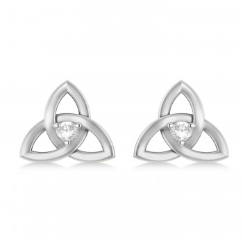 Diamond Celtic Knot Stud Earrings 14k White Gold (0.10ct)