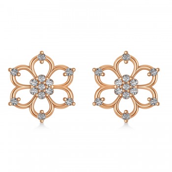 Diamond Six-Petal Flower Earrings 14k Rose Gold (0.26ct)