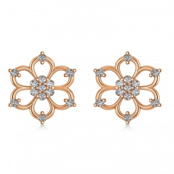 Diamond Six-Petal Flower Earrings 14k Rose Gold (0.26ct)