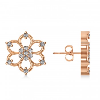 Diamond Six-Petal Flower Earrings 14k Rose Gold (0.26ct)