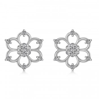 Diamond Six-Petal Flower Earrings 14k White Gold (0.26ct)