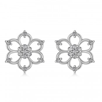 Diamond Six-Petal Flower Earrings 14k White Gold (0.26ct)