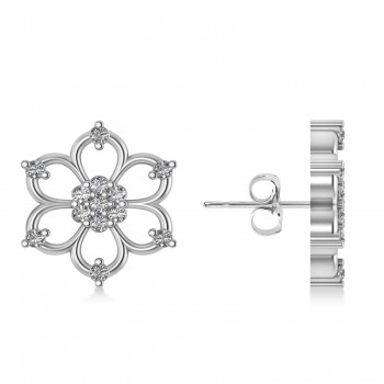 Diamond Six-Petal Flower Earrings 14k White Gold (0.26ct)