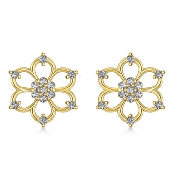 Diamond Six-Petal Flower Earrings 14k Yellow Gold (0.26ct)
