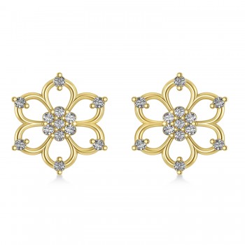 Diamond Six-Petal Flower Earrings 14k Yellow Gold (0.26ct)