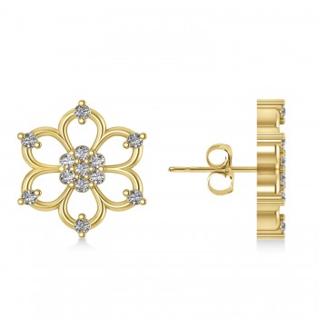 Diamond Six-Petal Flower Earrings 14k Yellow Gold (0.26ct)