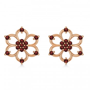 Garnet Six-Petal Flower Earrings 14k Rose Gold (0.26ct)