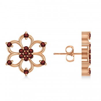 Garnet Six-Petal Flower Earrings 14k Rose Gold (0.26ct)