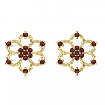 Garnet Six-Petal Flower Earrings 14k Yellow Gold (0.26ct)