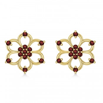 Garnet Six-Petal Flower Earrings 14k Yellow Gold (0.26ct)