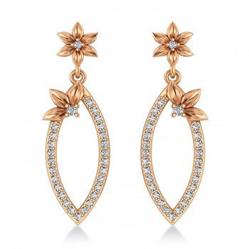 Diamond Flower Dangling Earrings 14k Rose Gold (0.58ct)