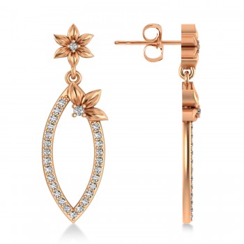 Diamond Flower Dangling Earrings 14k Rose Gold (0.58ct)