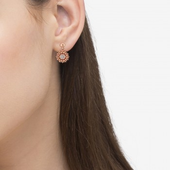 Diamond Sunflower Dangling Earrings 14k Rose Gold (0.14ct)