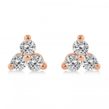 Diamond Three-Stone Triangular Earrings 14k Rose Gold (0.25ct)