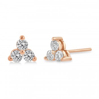 Diamond Three-Stone Triangular Earrings 14k Rose Gold (0.50ct)