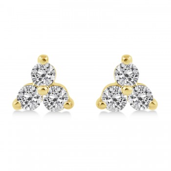 Diamond Three-Stone Triangular Earrings 14k Yellow Gold (0.50ct)